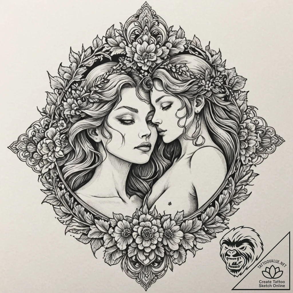 Hades and persephone's embrace, tattoo drawin... - tattoo sketch (№1751652123_0, 04.07.2025 18:02) — tattoovalue.net