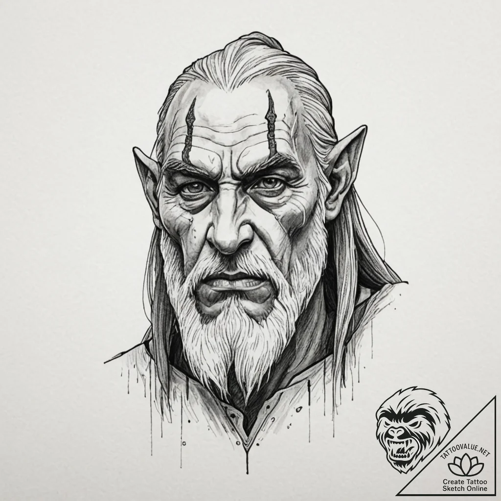 A neo-traditional portrait of a fierce uruk-h... - tattoo sketch (№1751652549_0, 04.07.2025 18:09) — tattoovalue.net