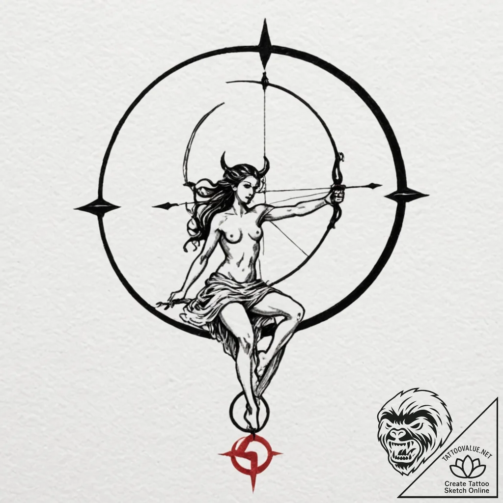 Sagittarius (zodiac sign), concept art for ta... - tattoo sketch (№1751652802_0, 04.07.2025 18:13) — tattoovalue.net