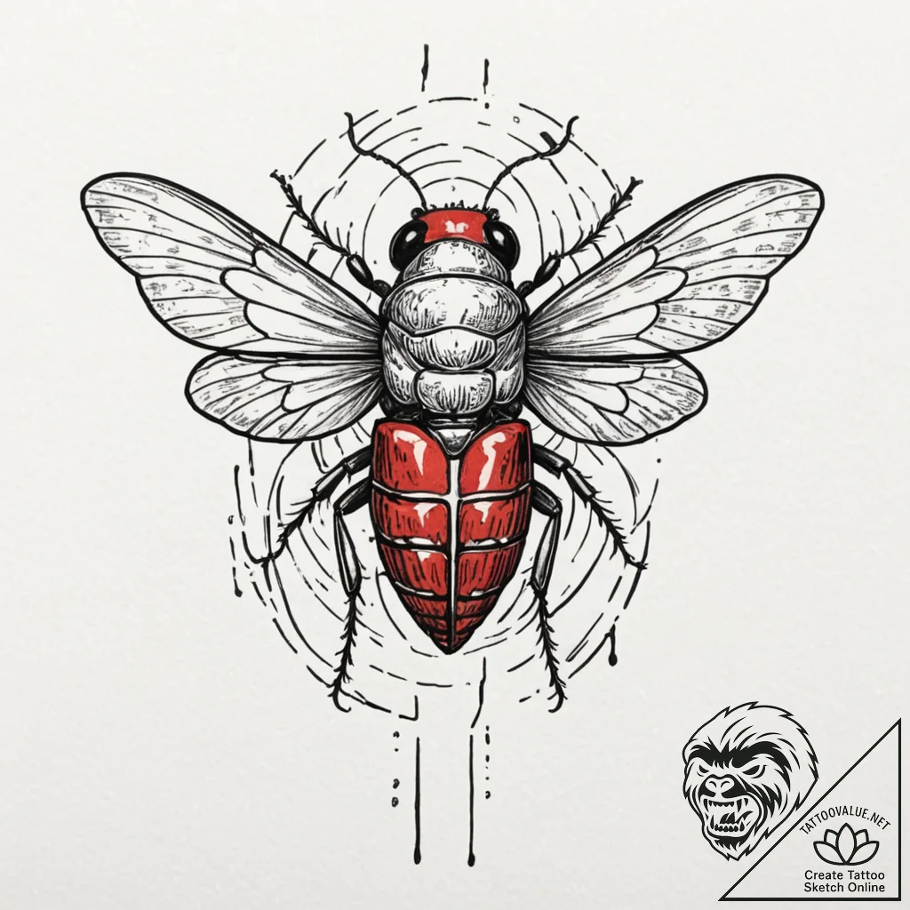A cicada with its shell, ink illustration for... - tattoo sketch (№1751653825_0, 04.07.2025 18:30) — tattoovalue.net
