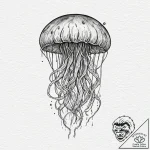 Jellyfish with tentacles made of cosmic nebul… – tattoo sketch (№1751654081_0, 04.07.2025 18:34) — tattoovalue.net