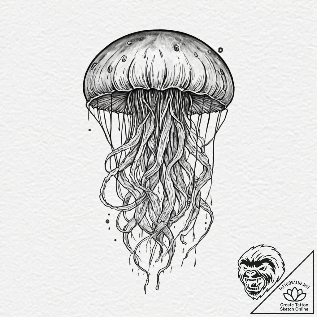Jellyfish with tentacles made of cosmic nebul... - tattoo sketch (№1751654081_0, 04.07.2025 18:34) — tattoovalue.net