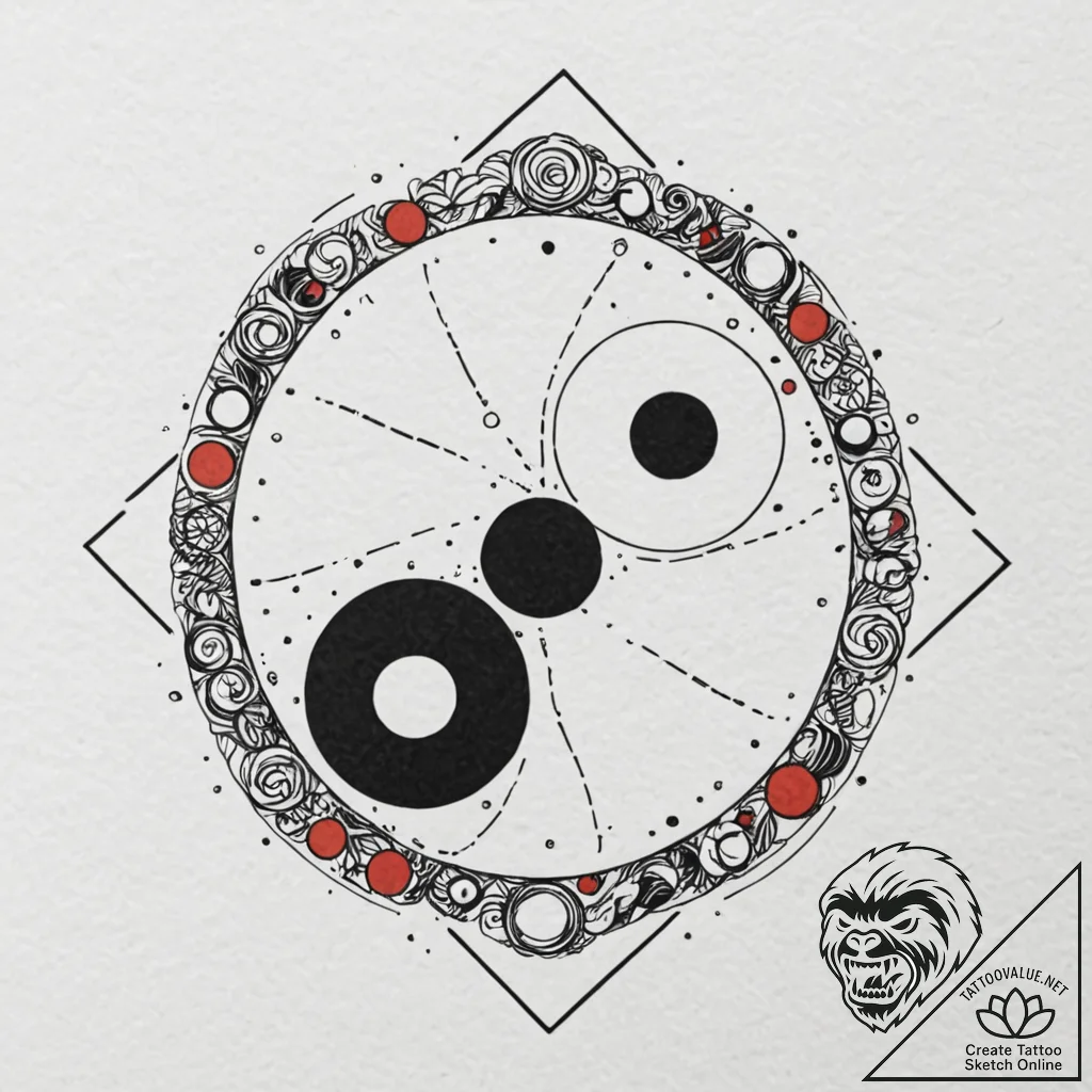 A dotwork design of the yin-yang symbol made... - tattoo sketch (№1751654513_0, 04.07.2025 18:41) — tattoovalue.net