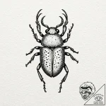 Beetle, ink illustration for tattoo, stylized… – tattoo sketch (№1751654598_0, 04.07.2025 18:43) — tattoovalue.net
