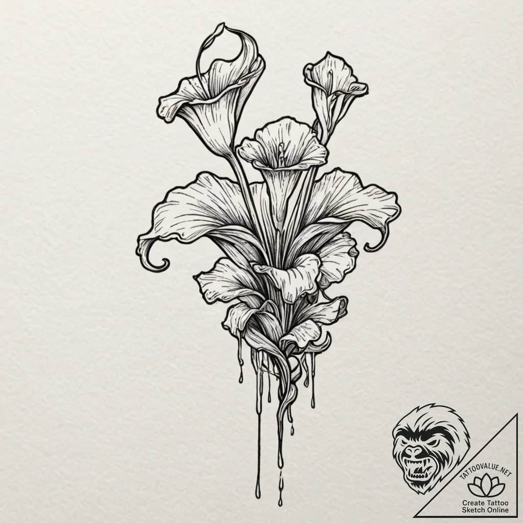 A carnivorous plant collection, tattoo drawin... - tattoo sketch (№1751654683_0, 04.07.2025 18:44) — tattoovalue.net