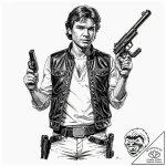 Neo-traditional portrait of han solo, with a… – tattoo sketch (№1751654768_0, 04.07.2025 18:46) — tattoovalue.net