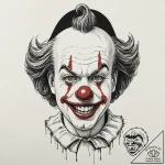 Clown, tattoo line art, black and white sketc… – tattoo sketch (№1751655022_0, 04.07.2025 18:50) — tattoovalue.net