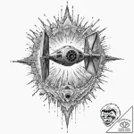 38. watercolor splash art of a tie fighter ex… – tattoo sketch (№1751655622_0, 04.07.2025 19:00) — tattoovalue.net