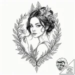 A sketch of mathilda from lг©on, holding a pl… – tattoo sketch (№1751655876_0, 04.07.2025 19:04) — tattoovalue.net
