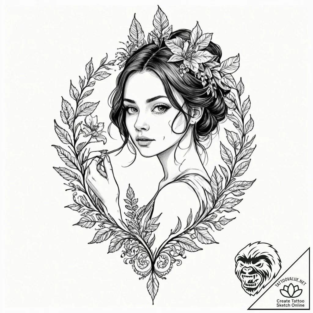 A sketch of mathilda from lг©on, holding a pl... - tattoo sketch (№1751655876_0, 04.07.2025 19:04) — tattoovalue.net
