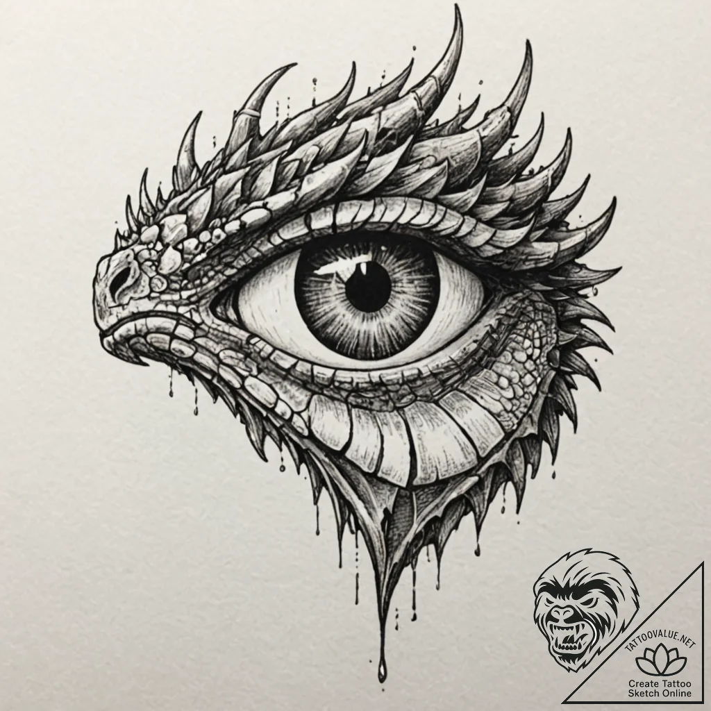 Dragon's eye (closeup), ink illustration for... - tattoo sketch (№1751656463_0, 04.07.2025 19:14) — tattoovalue.net