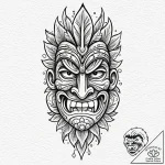 A polynesian tiki mask, ink illustration for… – tattoo sketch (№1751656718_0, 04.07.2025 19:18) — tattoovalue.net