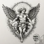 Archangel michael, tattoo sketch design, dotw… – tattoo sketch (№1751657143_0, 04.07.2025 19:25) — tattoovalue.net
