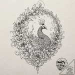 Peacock feather, concept art for tattoo, on t… – tattoo sketch (№1751657229_0, 04.07.2025 19:27) — tattoovalue.net