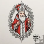St. nicholas, artistic tattoo sketch, fine li… – tattoo sketch (№1751657398_0, 04.07.2025 19:29) — tattoovalue.net