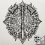 A dotwork mandala incorporating the symbols o… – tattoo sketch (№1751658370_0, 04.07.2025 19:46) — tattoovalue.net