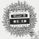 Cassette, tattoo line art, no background, sub… – tattoo sketch (№1751658539_0, 04.07.2025 19:48) — tattoovalue.net