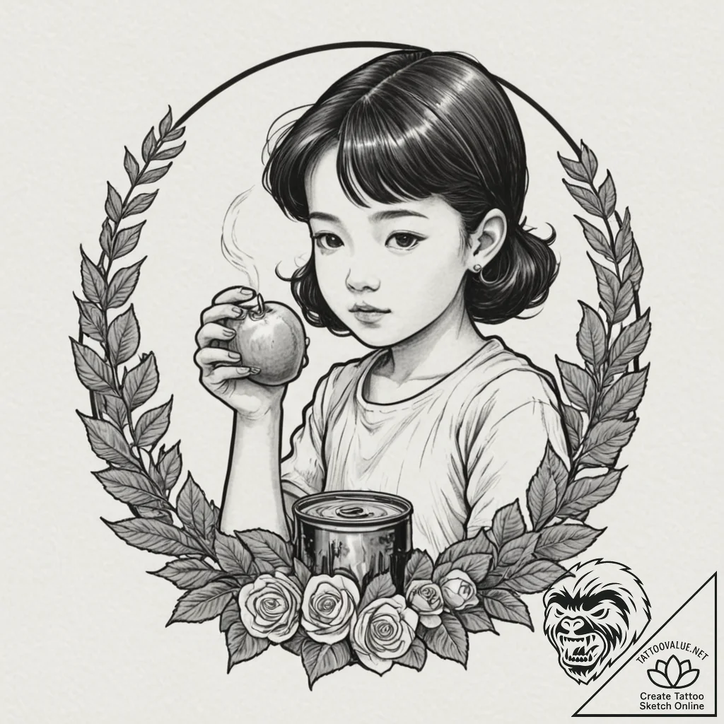 A sketch of the little girl setsuko from grav... - tattoo sketch (№1751658792_0, 04.07.2025 19:53) — tattoovalue.net