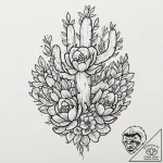 Cactus, tattoo drawing outline, no background… – tattoo sketch (№1751659046_0, 04.07.2025 19:57) — tattoovalue.net