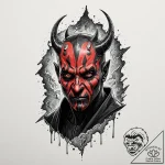 Graphic novel style portrait of a menacing da… – tattoo sketch (№1751659215_0, 04.07.2025 20:00) — tattoovalue.net