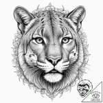 Cougar, ink illustration for tattoo, detailed… – tattoo sketch (№1751659299_0, 04.07.2025 20:01) — tattoovalue.net