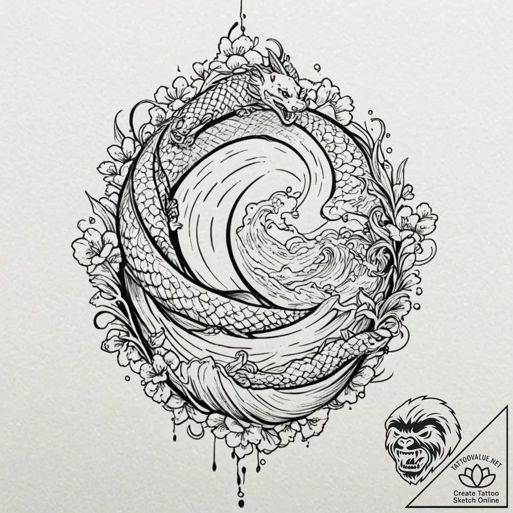 A neo-traditional tattoo of the "walking" sce... - tattoo sketch (№1751659641_0, 04.07.2025 20:07) — tattoovalue.net
