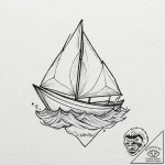 Origami boat on a wave, tattoo sketch design,… – tattoo sketch (№1751659896_0, 04.07.2025 20:11) — tattoovalue.net