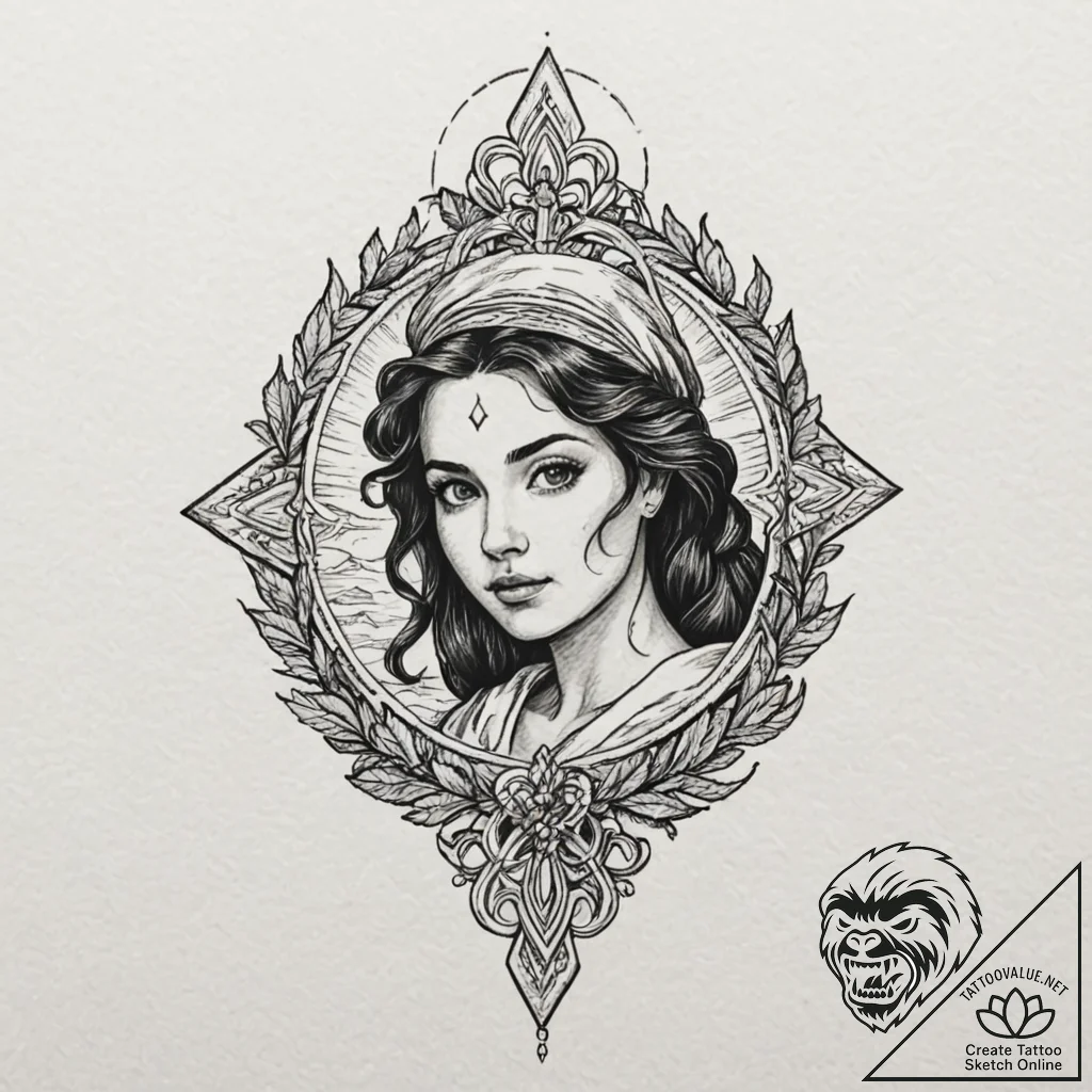 A neo-traditional tattoo of the main characte... - tattoo sketch (№1751660352_0, 04.07.2025 20:19) — tattoovalue.net
