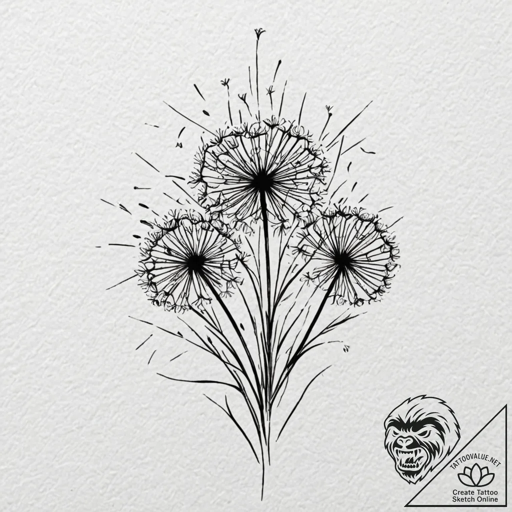 Dandelion seeds blowing in the wind (is there... - tattoo sketch (№1751660505_0, 04.07.2025 20:21) — tattoovalue.net