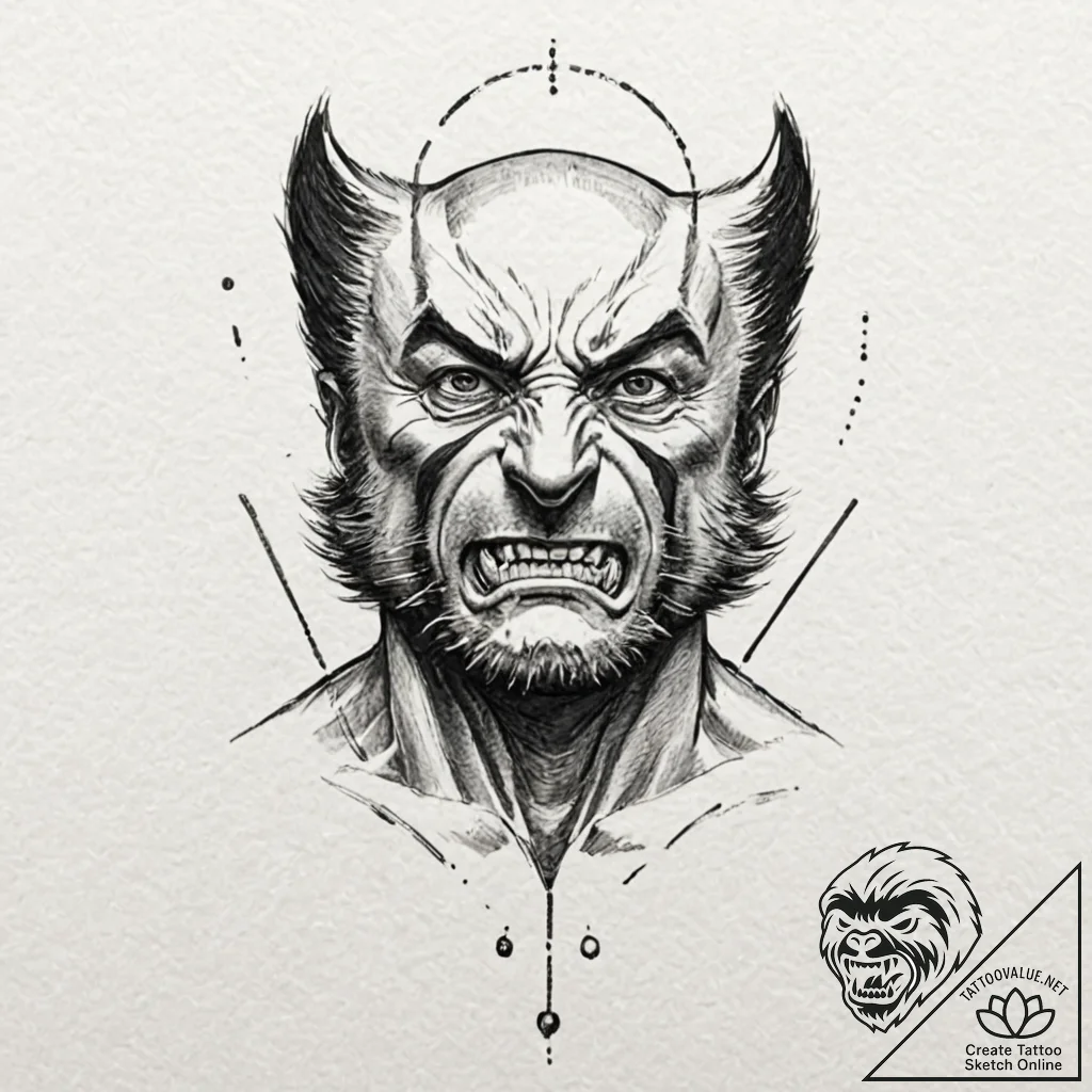 A sketch of wolverine, with his adamantium cl... - tattoo sketch (№1751660667_0, 04.07.2025 20:24) — tattoovalue.net