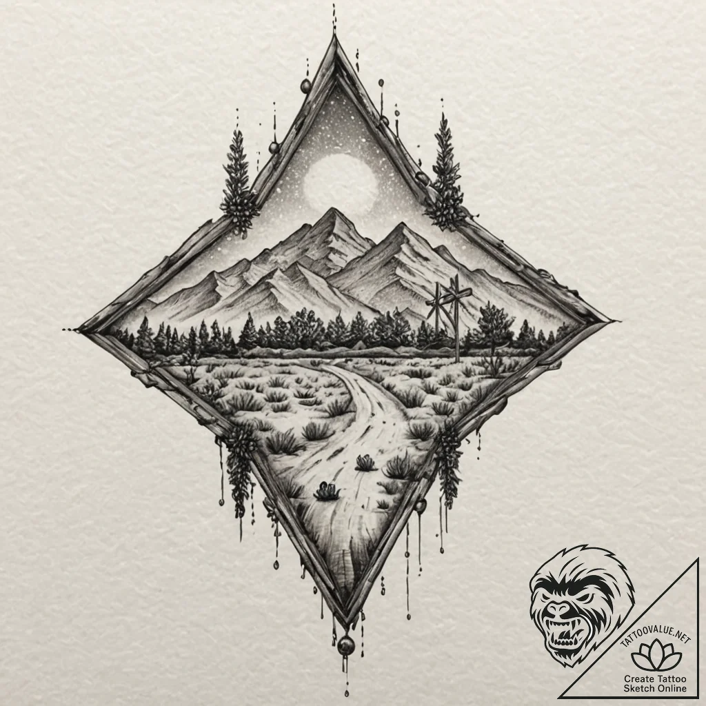 A watercolor sketch of the new mexico desert... - tattoo sketch (№1751661088_0, 04.07.2025 20:31) — tattoovalue.net