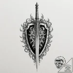 Shield and sword, concept art for tattoo, aes… – tattoo sketch (№1751661172_0, 04.07.2025 20:32) — tattoovalue.net