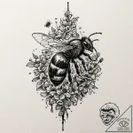 A trash polka portrait of candyman, with bees… – tattoo sketch (№1751661256_0, 04.07.2025 20:34) — tattoovalue.net