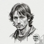 A graphic novel style portrait of andrei rubl… – tattoo sketch (№1751661341_0, 04.07.2025 20:35) — tattoovalue.net