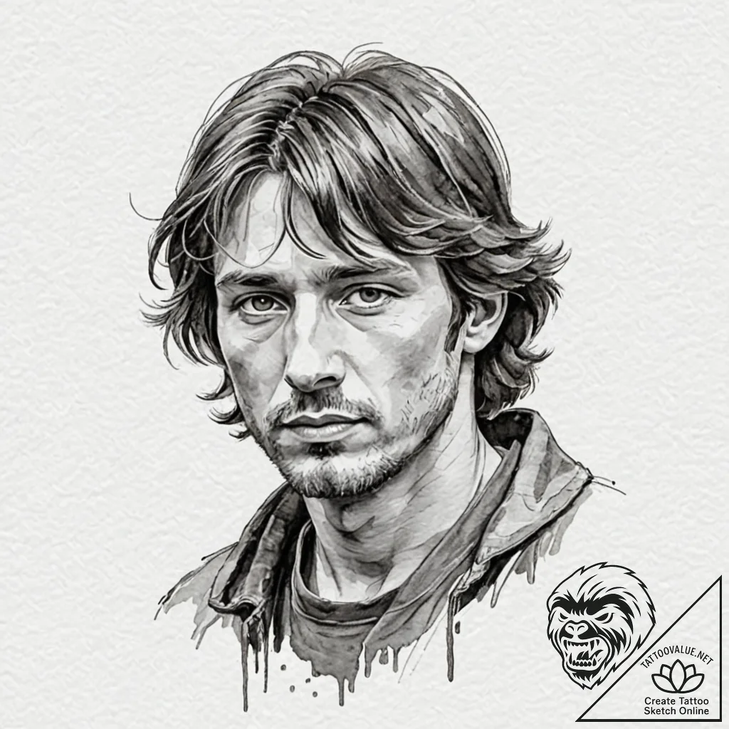 A graphic novel style portrait of andrei rubl... - tattoo sketch (№1751661341_0, 04.07.2025 20:35) — tattoovalue.net