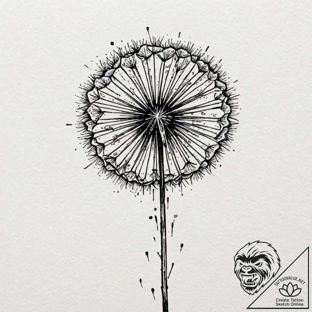 Dandelion, ink illustration for tattoo, new s... - tattoo sketch (№1751661682_0, 04.07.2025 20:41) — tattoovalue.net