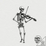 A skeleton playing a violin made of bone, tat… – tattoo sketch (№1751661852_0, 04.07.2025 20:44) — tattoovalue.net