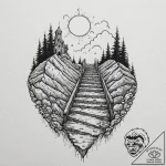 Stairway leading to a submerged city, tattoo… – tattoo sketch (№1751661935_0, 04.07.2025 20:45) — tattoovalue.net