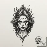 A graphic novel portrait of a terrifying noon… – tattoo sketch (№1751662021_0, 04.07.2025 20:47) — tattoovalue.net