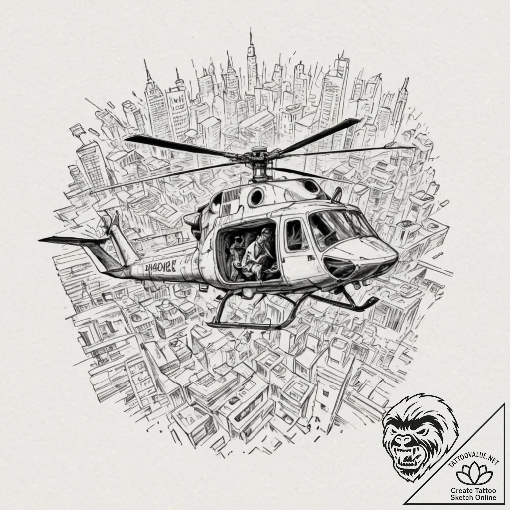 A graphic novel style tattoo of korben dallas... - tattoo sketch (№1751662273_0, 04.07.2025 20:51) — tattoovalue.net