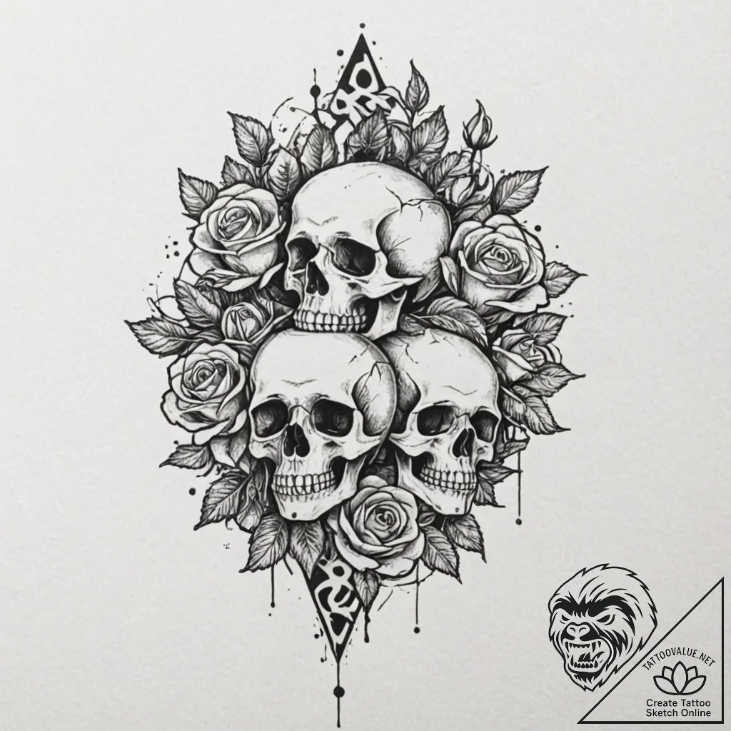 Elements (symbols), ink illustration for tatt... - tattoo sketch (№1751662444_0, 04.07.2025 20:54) — tattoovalue.net