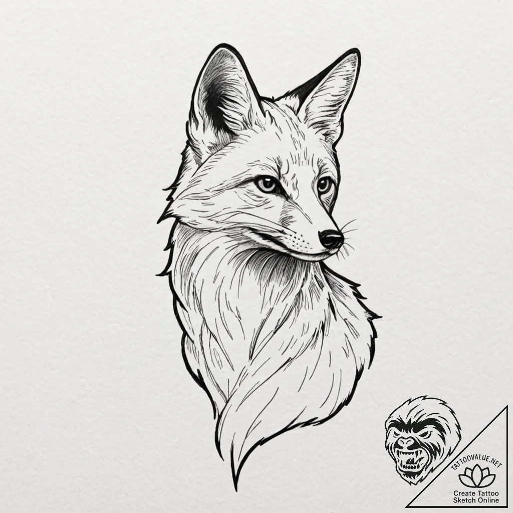 A linework tattoo of the fox that follows fle... - tattoo sketch (№1751662791_0, 04.07.2025 20:59) — tattoovalue.net