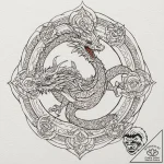 A sketch of smaug the dragon on his pile of g… – tattoo sketch (№1751663149_0, 04.07.2025 21:05) — tattoovalue.net