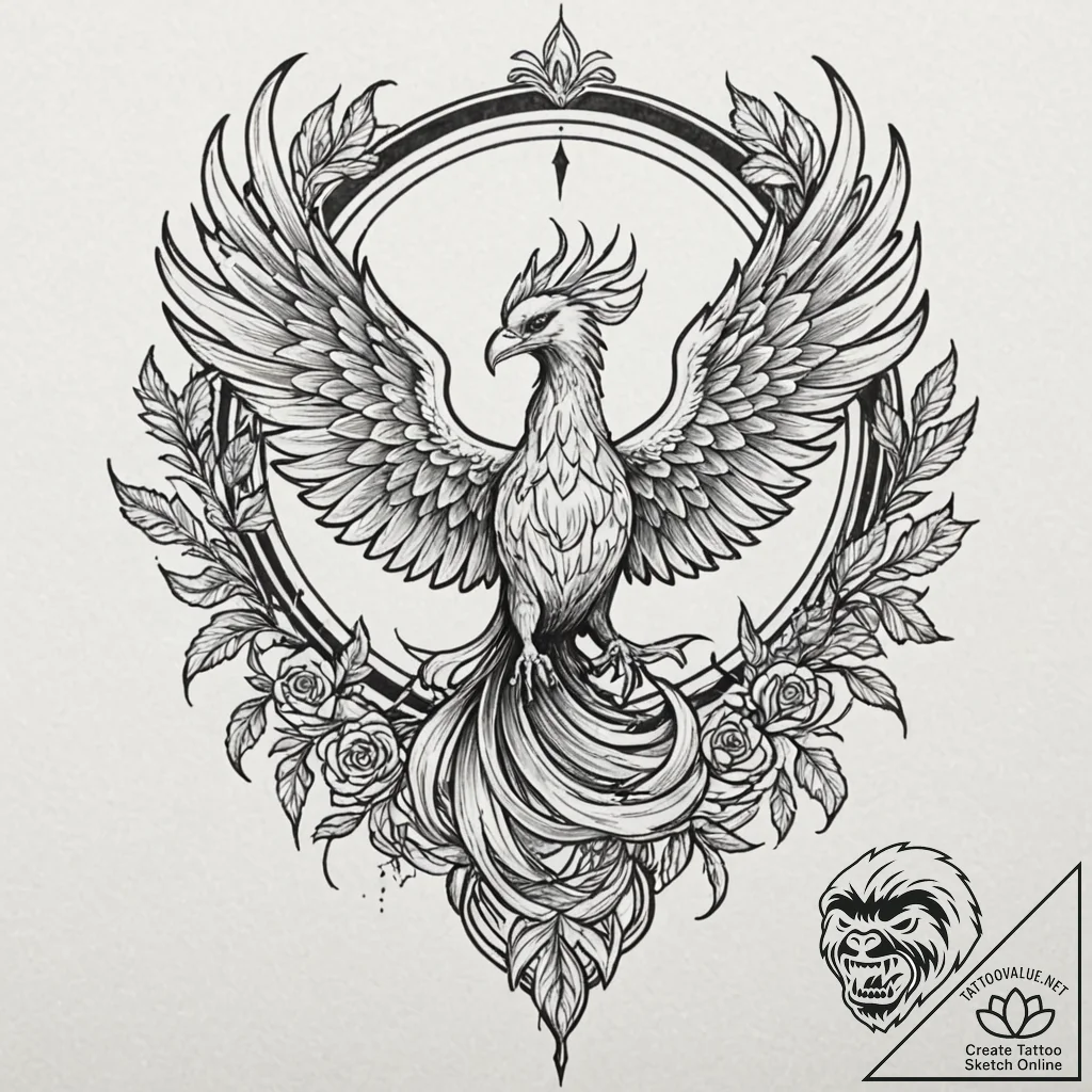 Phoenix rising from ashes (already there, but... - tattoo sketch (№1751663233_0, 04.07.2025 21:07) — tattoovalue.net