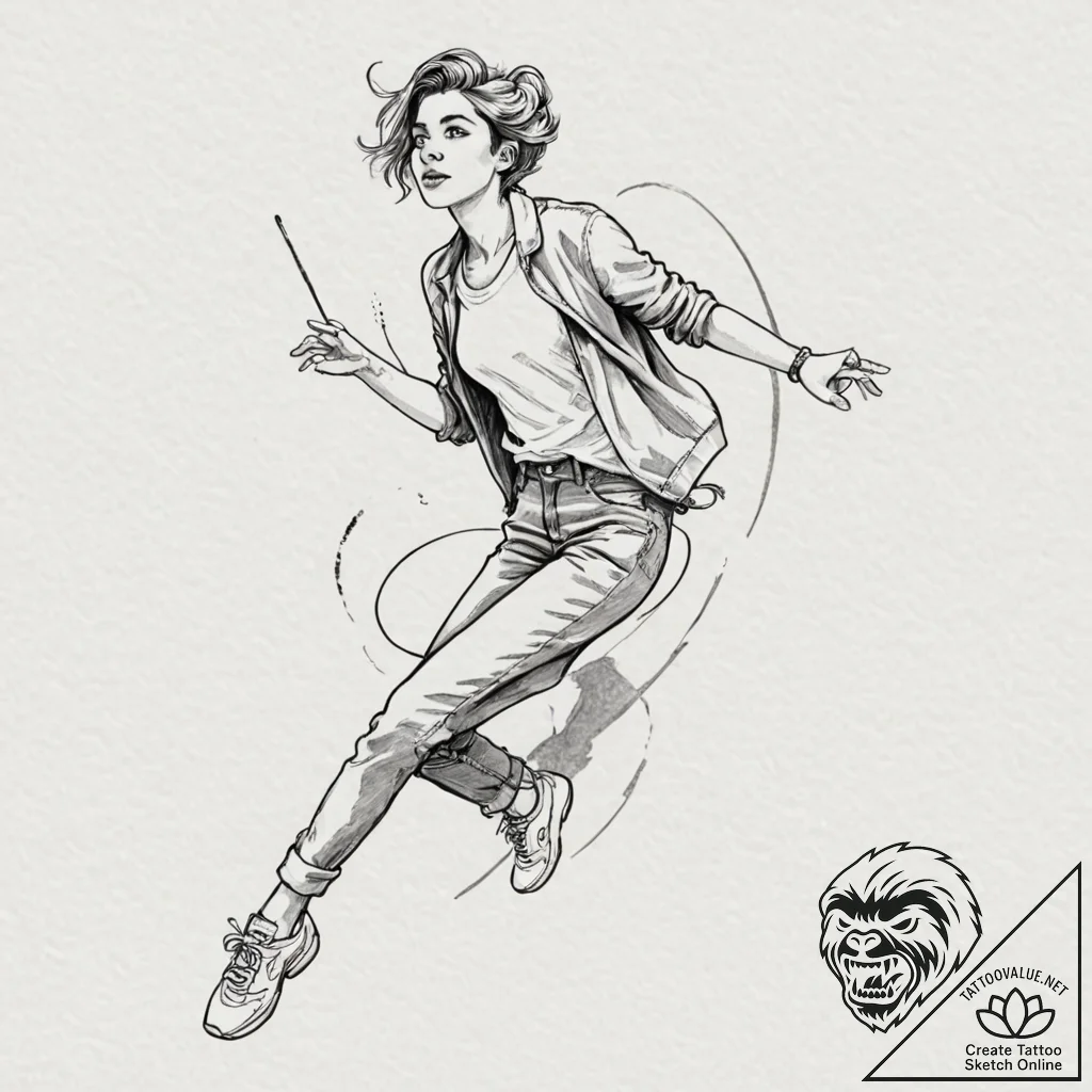 A neo-traditional portrait of the main charac... - tattoo sketch (№1751663317_0, 04.07.2025 21:08) — tattoovalue.net