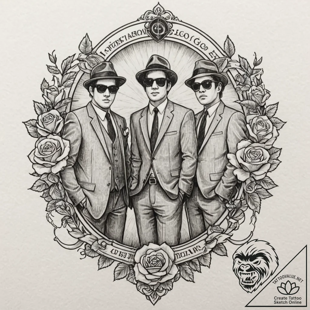 A sketch of the main characters from the blue... - tattoo sketch (№1751663924_0, 04.07.2025 21:18) — tattoovalue.net