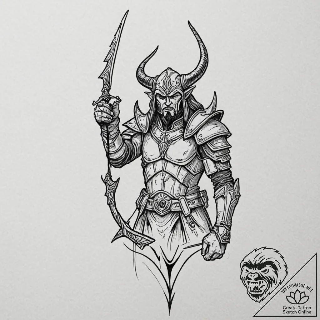 A neo-traditional portrait of a klingon warri... - tattoo sketch (№1751664009_0, 04.07.2025 21:20) — tattoovalue.net