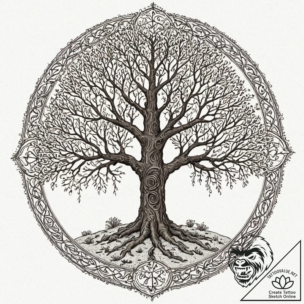 The white tree of gondor, ink illustration fo... - tattoo sketch (№1751664940_0, 04.07.2025 21:35) — tattoovalue.net