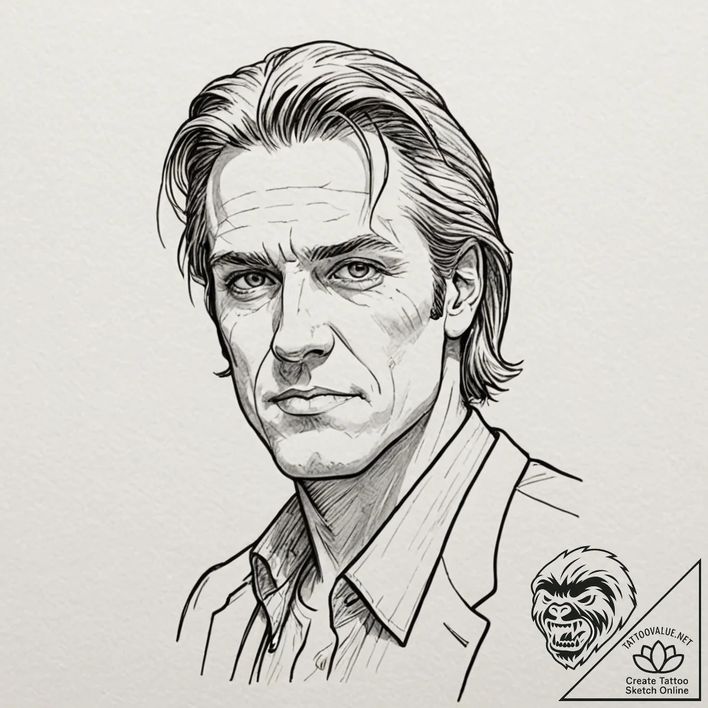 A graphic novel portrait of randall flagg, th... - tattoo sketch (№1751665509_0, 04.07.2025 21:45) — tattoovalue.net
