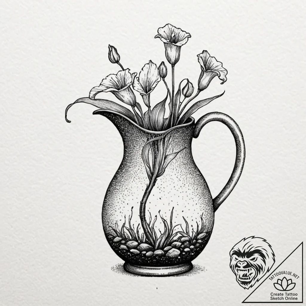 A pitcher plant, tattoo flash sheet design, s... - tattoo sketch (№1751665773_0, 04.07.2025 21:49) — tattoovalue.net